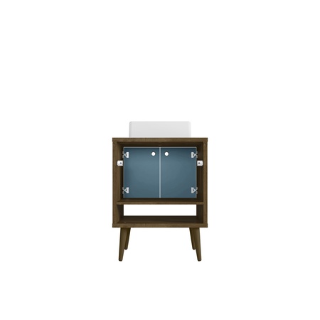 Manhattan Comfort Liberty 23.62 Bathroom Vanity Sink, Rustic Brown and Aqua Blue 239BMC93